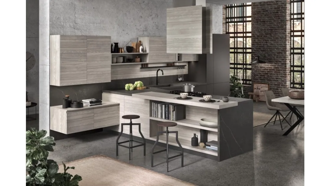 Cucina Moderna con penisola Flo Evo 02 di Ar-Tre